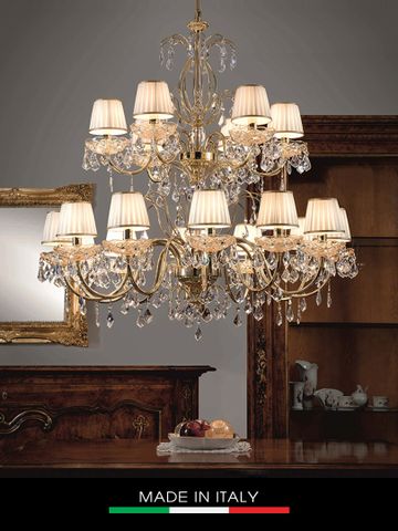  Đèn chùm Praga mạ vàng 18 bóng gắn kim cương Swarovski DEBORA DC3086-OR 