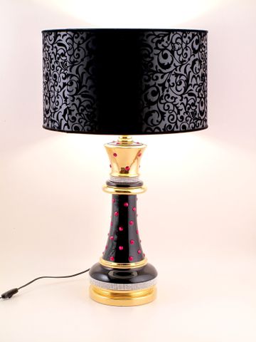 Đèn ngủ hoàng đế mạ vàng 24K nạm ngọc và pha lê đỏ BC - ST-RED849.NO-SRT-L