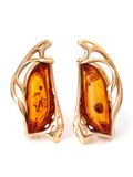  Bông tai trang sức Amber Jewelry bạc 22K đính đá hổ phách màu cognac (illusion) phủ vàng - 710110031 