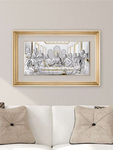 Đồ trang trí hình tranh " Bữa Tiệc Ly" ,kích thước  39*19 cm mạ bạc hiệu VALENTI  - 812216XLORO