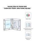  Khung ảnh và tranh bàn chân gấu Teddy,màu hồng-xanh,kích thước 9x13 mạ bạc hiệu VALENTI  - 731403LC 