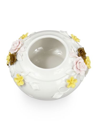 Bình Hoa Trang Trí Bằng Sứ 19x20x10cm Hoa Hồng Nổi- HP092-Z-ST7