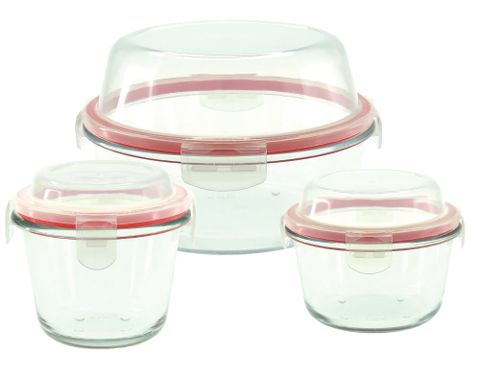 Thố thuỷ tinh Carlmann cao có nắp khoá 0.24 lít - HRD7