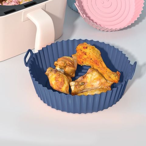 Hình ảnh KHAY NỒI CHIÊN KHÔNG DẦU LA FONTE HÌNH TRÒN BẰNG SILICONE CHỊU NHIỆT - 012645-BLU
