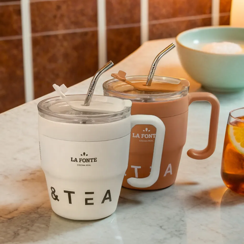  Cốc cà phê giữ nhiệt kèm ống hút inox Lafonte 480ML - 012782 
