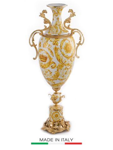 Bình Hoa Trang Trí Bằng Sứ Dát Đồng Caroline Italy 37x23x80cm - A248/N.1486