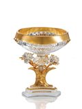  Khay pha lê gắn hoa phủ vàng đính kim cương Swarovski White Flowers H54cm - 3NT.COSS/104/PW 