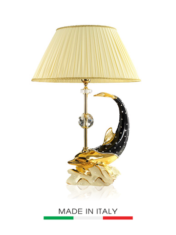 Đèn ngủ stella Italy kiểu cá heo mạ vàng 24k, gắn kim cương Swarovski - G00274.S02.171