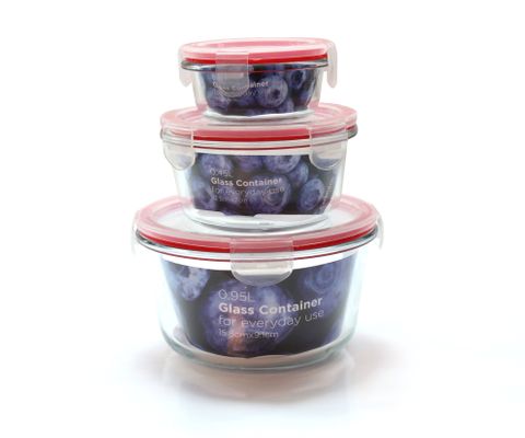 Thố thuỷ tinh tròn Carlmann có nắp khoá 0.45 lít - LRD2