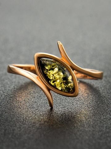 Combo Bông Tai Sokolov Honeycombs Bằng Vàng 585 Đính Đá Swarovski Cz  &  Nhẫn Trang Sức Amber Jewelry Bạc 22K Đính Đá Hổ Phách Thiên Nhiên (Adagio 16.5) Phủ Vàng