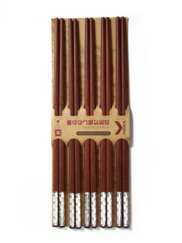  Đũa gỗ hồng vương triều Trung Hoa vỉ 5 đôi Kokusai 25cm NDCK-28 