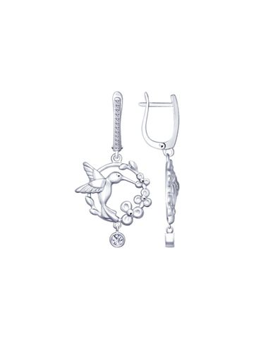 Bông tai Sokolov bạc hình chim ruồi Hummingbird đính kim cương Zirconia - 94022806