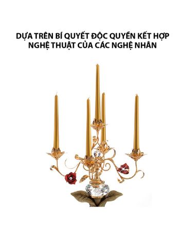 Chân nến Cevik mạ vàng 24K gắn hoa tulip và kim cương Swarovski - 3NI.PC5/100/OW