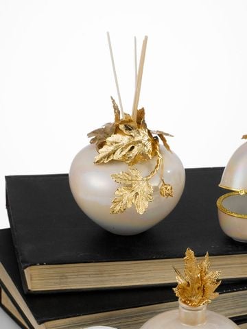 Bình Hoa Bằng Sứ Dát Đồng Trang Trí Caroline Italy 12x12cm - A252/P.LA11