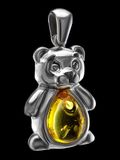  Mặt dây chuyền Amber Jewelry trang sức bạc 22K đính đá hổ phách thiên nhiên màu chanh (Kotopez bear cup) - 701707133 