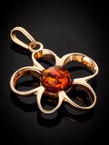  Mặt dây chuyền Amber Jewelry trang sức bạc 22K đính đá hổ phách thiên nhiên màu cognac (Daisy) phủ vàng - 710209350 