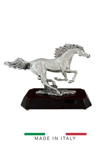 Vật trang trí hình con ngựa bay bằng bột đá đế gỗ Goldline Italia - 4844/BOR-B
