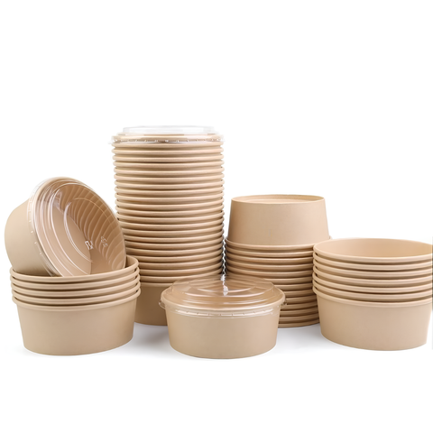  Tô giấy kraft: 750ml - 280gsm - 1PE - Không in & NAP PET - 150mm - Túi miệng xoay (50 cái/lốc) 