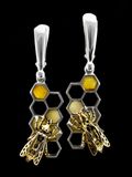  Bông tai trang sức Amber Jewelry bạc 22k đính đá hổ phách thiên nhiên (Winnie the pooh) phủ vàng - 706502139 