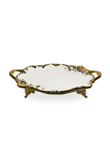 Khay BC trang trí hoa mạ vàng 24K - ST9617-1-BO