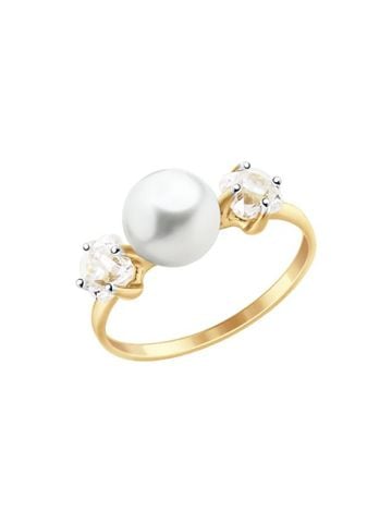 Combo Bông Tai Vàng Đính Ngọc Trai Và Kim Cương Zirconia &  Nhẫn Vàng 585 Đính Ngọc Trai Và Đá Swarovski Cz