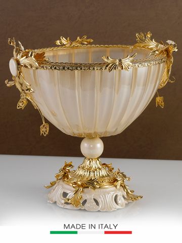 Khay Trang Trí Bằng Sứ Dát Đồng Trang Trí Caroline Italy 35x21x23cm - A270.PR6