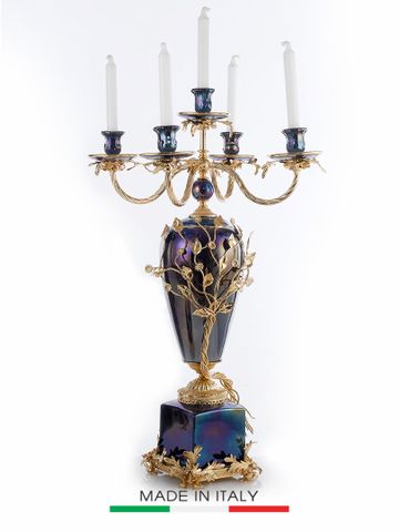 Khay Trang Trí Bằng Sứ Dát Đồng Trang Trí Caroline Italy 35x37x38cm - A259.VI3