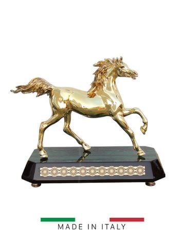 Vật trang trí hình con ngựa đế gỗ bằng bột đá Goldline Italia - D4551G/BLM1-C