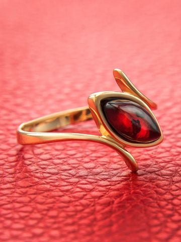 Nhẫn trang sức Amber Jewelry bạc 22K đính đá hổ phách (Adagio 16) phủ vàng - 710006090