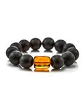  Vòng đeo tay trang sức Amber Jewelry bằng đá hổ phách màu đen và màu cognac (Cuba) - 604612080 
