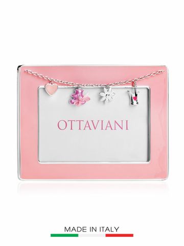 Khung Tranh Màu Hồng Chất Liệu Bạc Gắn Hạt Charm 10x15cm OTTAVIAN - 70509R