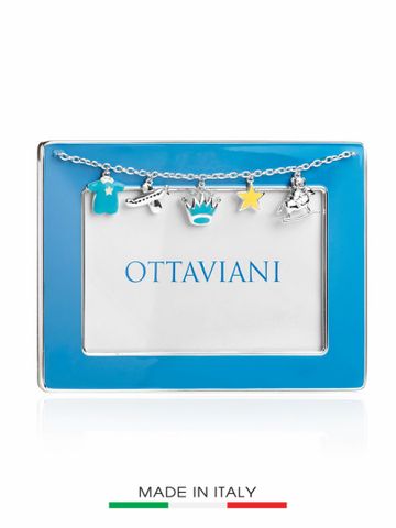Khung Tranh Màu Xanh Chất Liệu Bạc Gắn Hạt Charm 10x15cm OTTAVIAN - 70508C