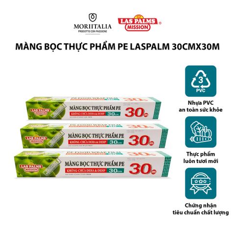  Màng bọc thực phẩm Las Palms 30cmx30m chính hãng Moriitalia MBTP00030102 - Chất liệu PE, Date mới 