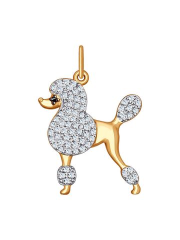 Mặt dây chuyền bằng  vàng "Pu đen xù xinh xắn" đính đá đen, đá trong suốt -  035232