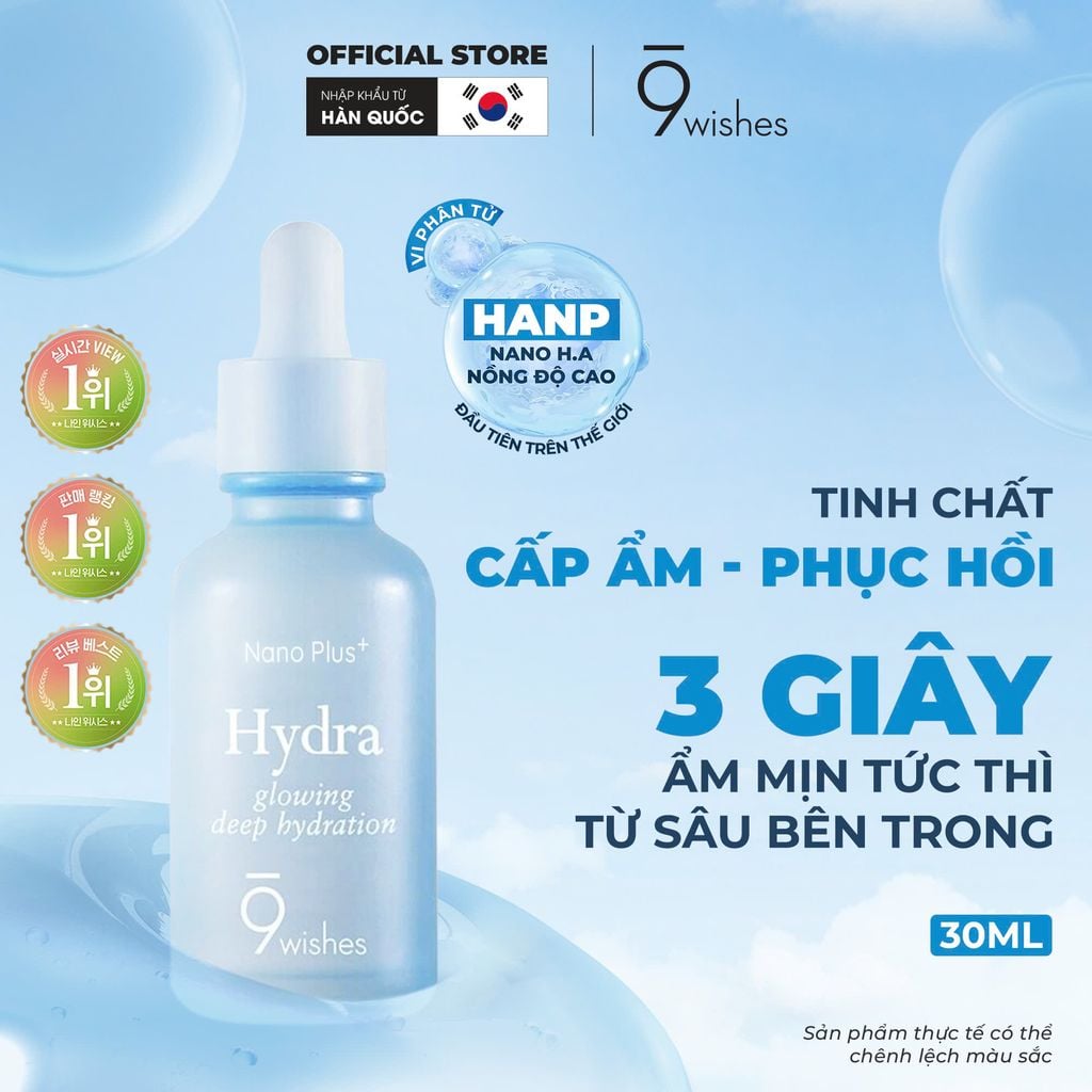[COMBO] 9 Wishes 2 Tinh Chất dưỡng ẩm 9 Wishes Hydra Ampule Nano Plus+ 30ml