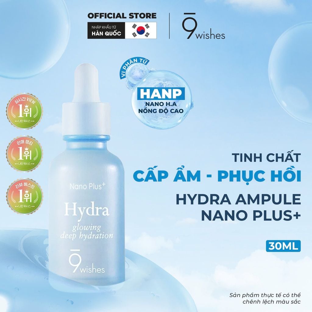 Tinh Chất Dưỡng Ẩm Da 9 Wishes Hydra Ampule Nano Plus+ 30ml