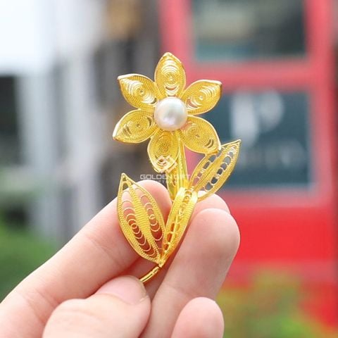 Trâm cài áo cao cấp bằng bạc mạ vàng – HCA03