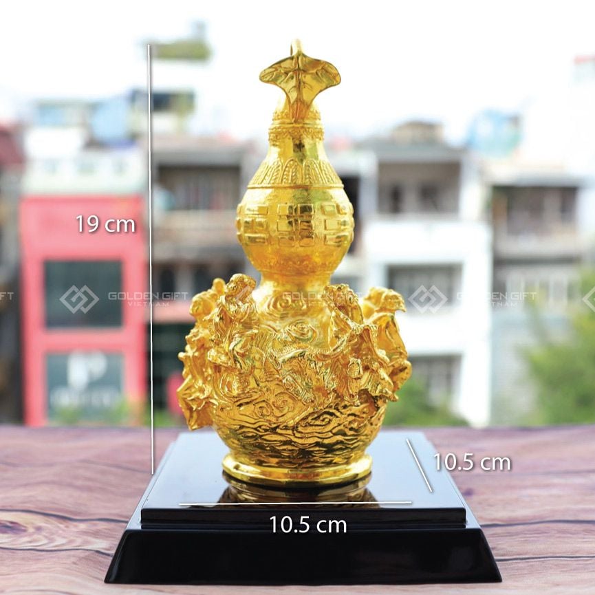 Bình Hồ Lô Bát Tiên bằng đồng mạ vàng