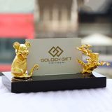 Giá đỡ danh thiếp hình Chuột mạ vàng