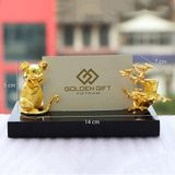 Giá đỡ danh thiếp hình Chuột mạ vàng