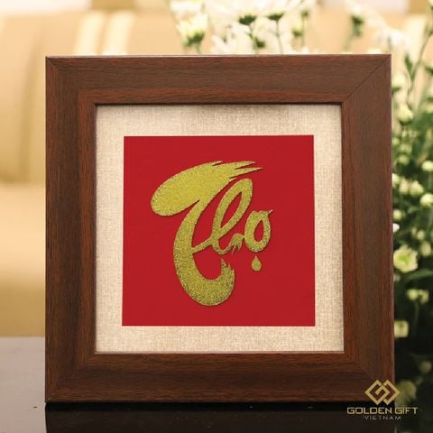Tranh chữ Thọ mạ vàng 24K