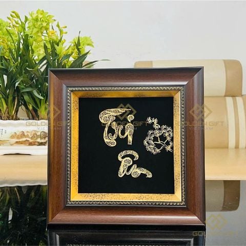 Tranh Chữ Tri Ân thư pháp mạ vàng