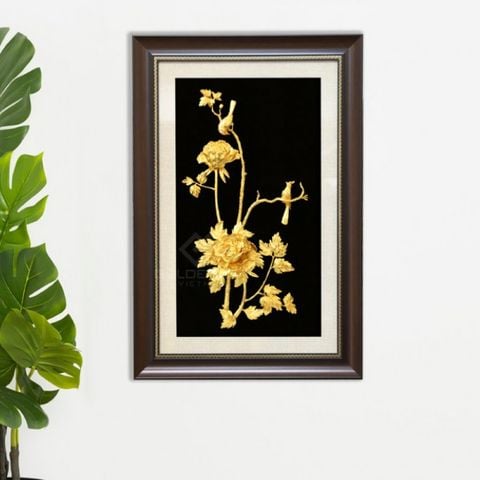 Tranh hoa mẫu đơn mạ vàng 24K