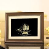 Tranh thuyền buồm Mạ vàng - Tranh thuận buồm xuôi gió phong thuỷ