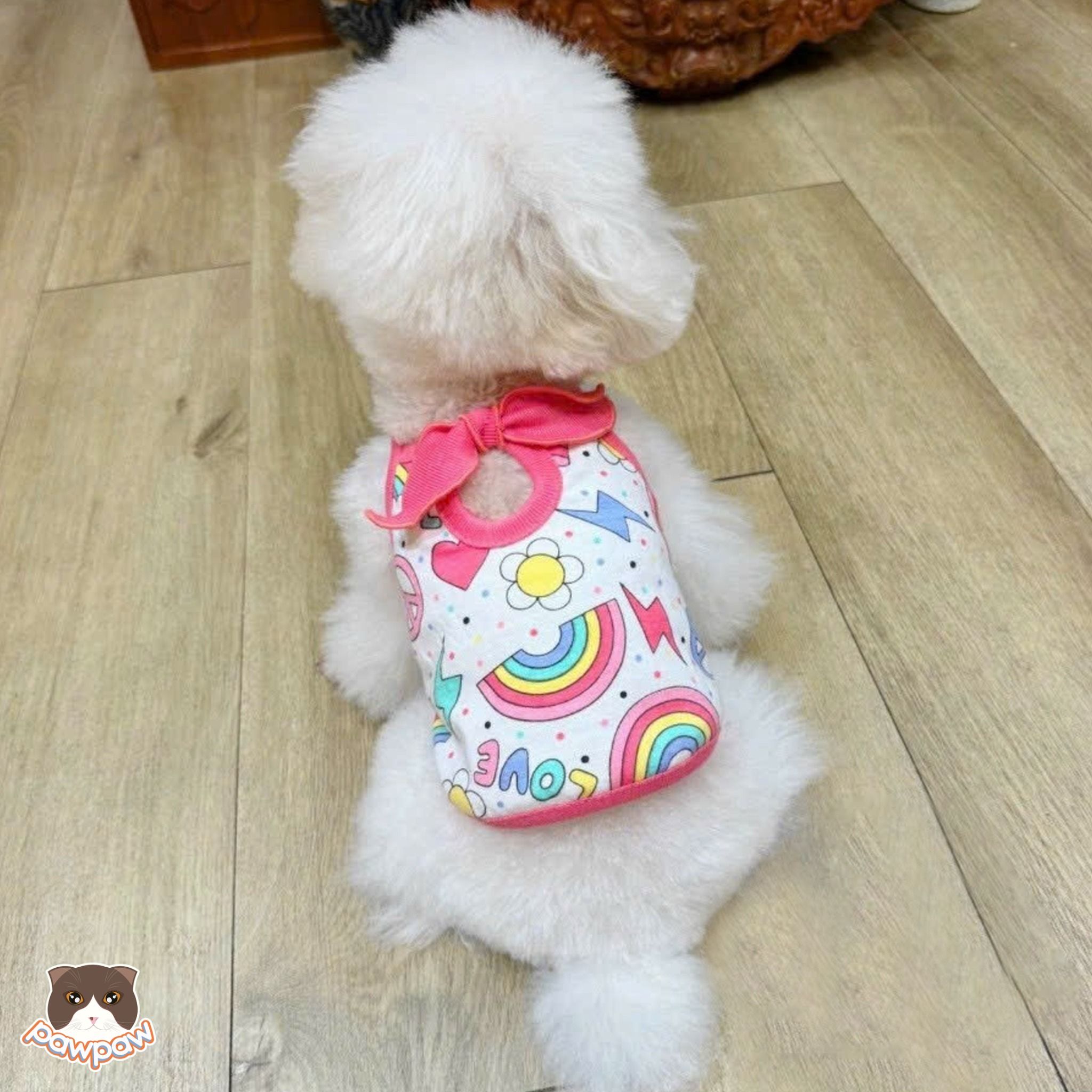  Áo dây thắt nơ hồng cho chó mèo 