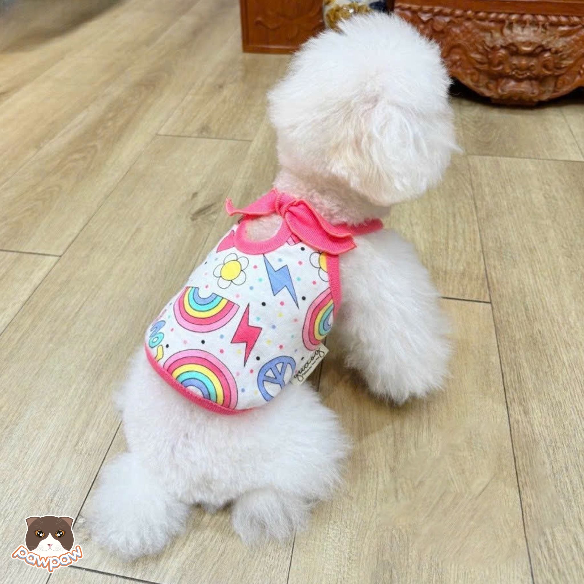  Áo dây thắt nơ hồng cho chó mèo 
