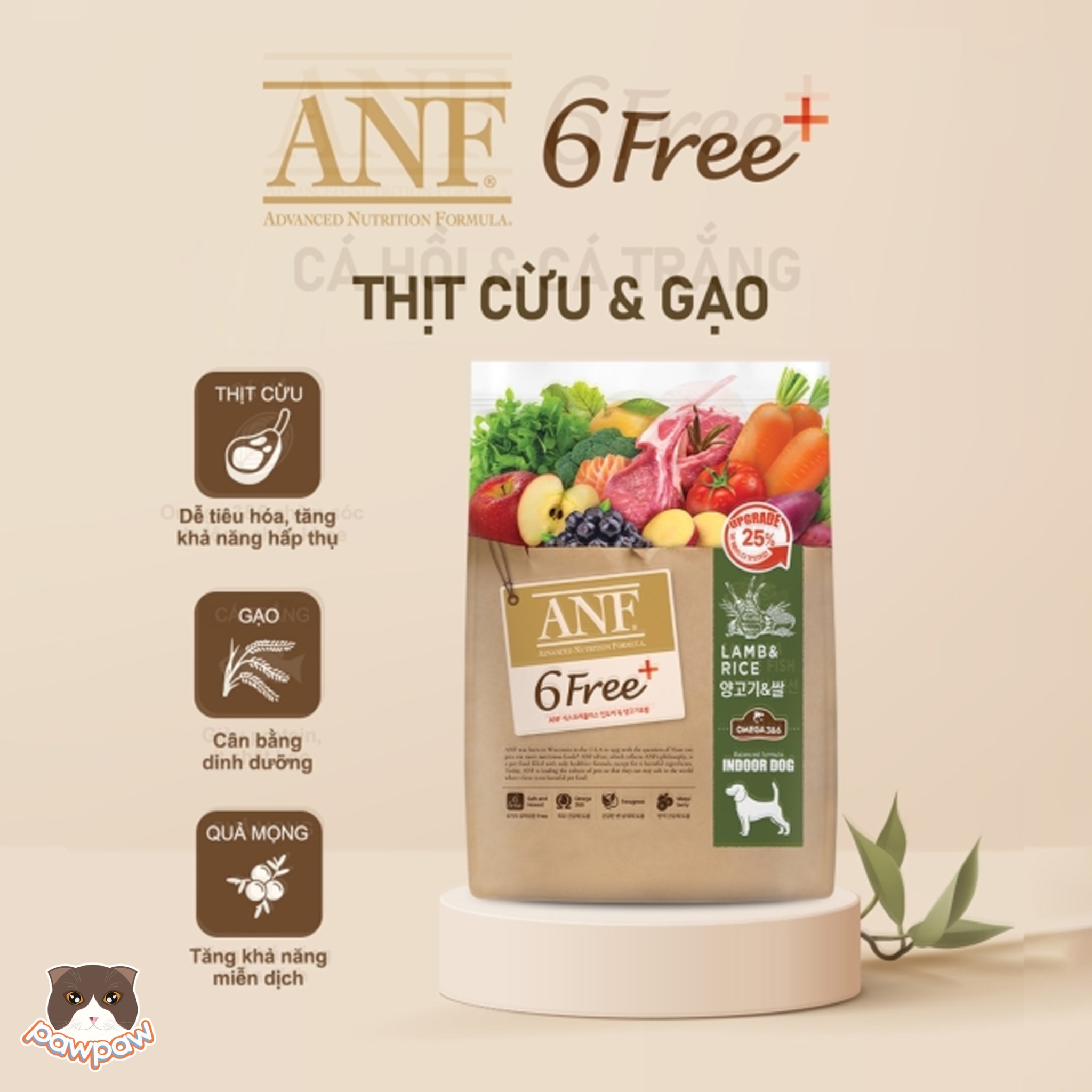  Hạt ANF - 6 Free Plus cao cấp vị cừu & gạo cho chó mọi độ tuổi 