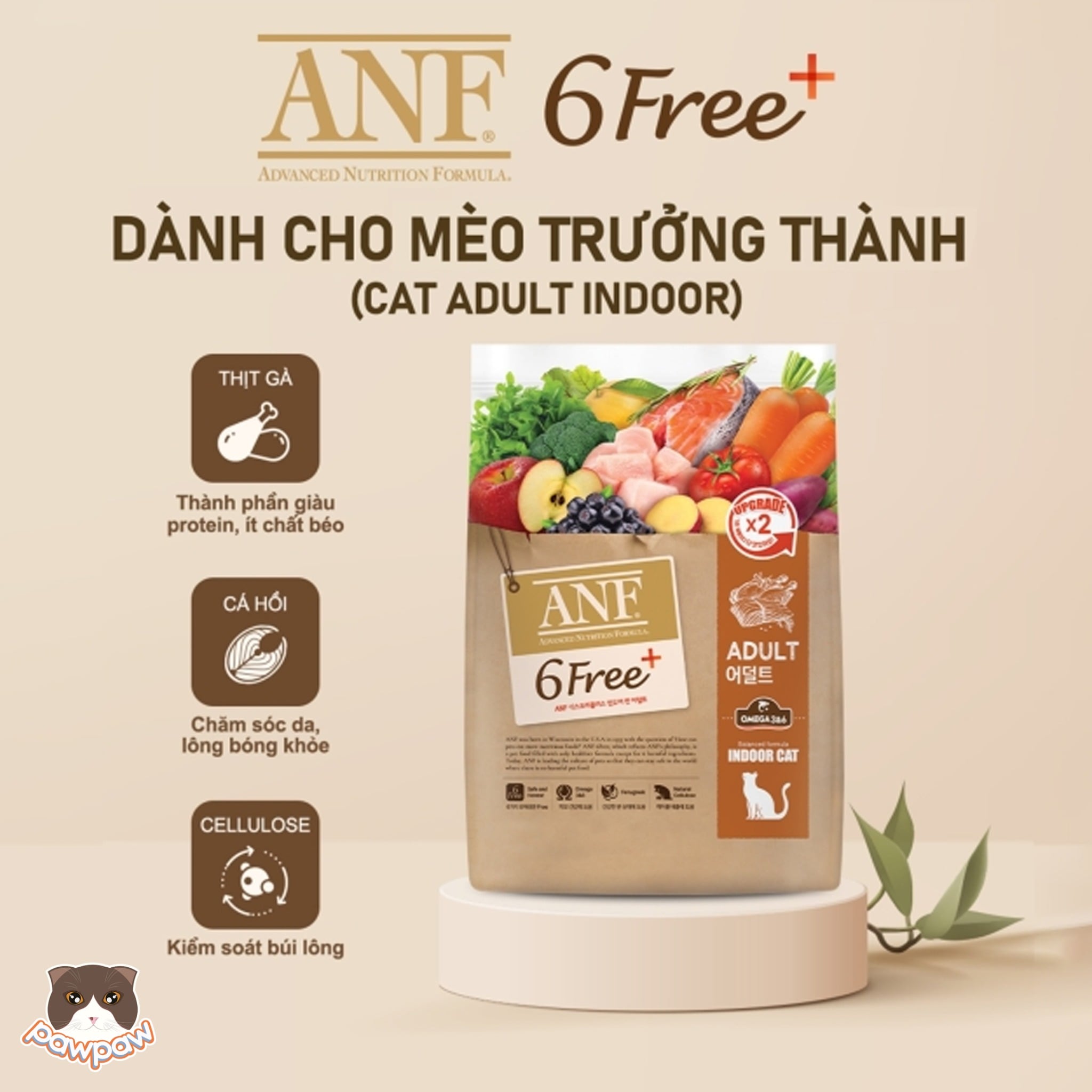  Hạt ANF - 6 Free Plus cao cấp cho mèo trưởng thành 