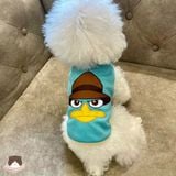  Áo sát nách vịt Perry xanh cho chó mèo 