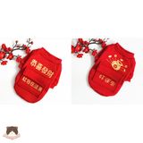  Áo Tết nỉ đỏ túi vuông cho chó mèo 